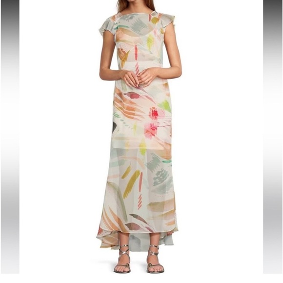 ANTONIO MELANI Green and Orange Ruffled Maxi Dress - Picture 5 of 10